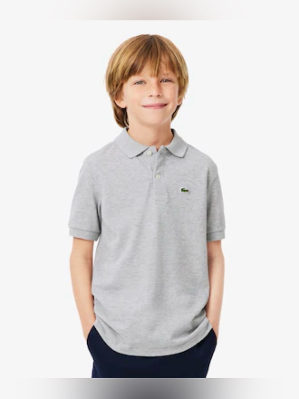 Lacoste Light Gray Boys' Short Sleeve Polo